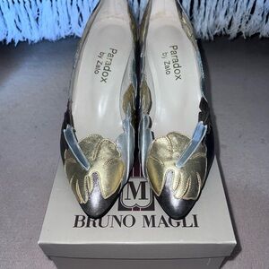 Bruno Magli Gold and Silver Heels